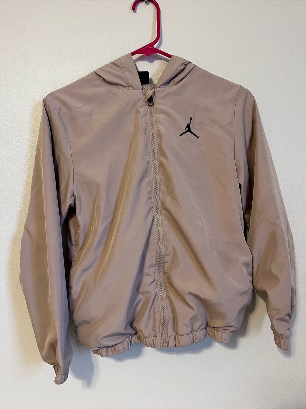 Boys Jordan Hooded Windbreaker Jacket in Tan/Hemp Colorway